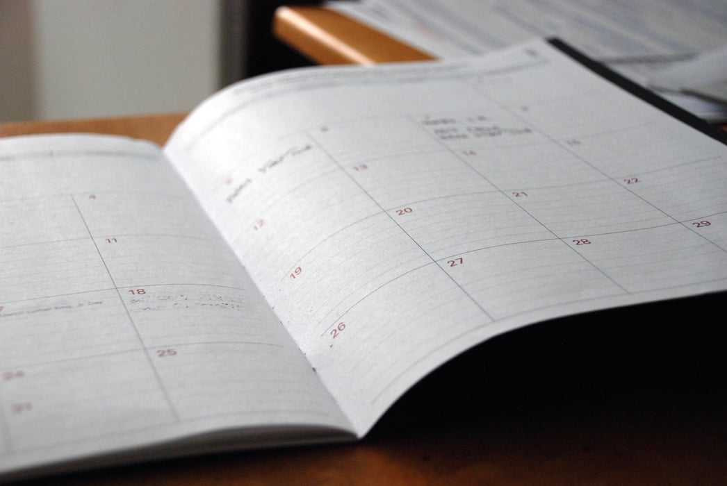 a calendar in a notebook a calendar in a notebook